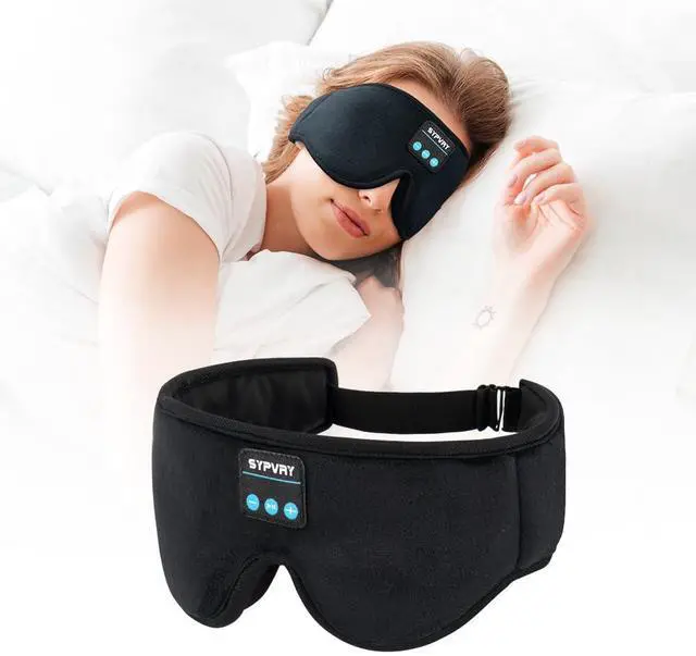 Alt view image 8 of 14 - Bluetooth Sleep Mask Wireless Headphones 3D Bluetooth Eye Mask for Side Sleepers SYPVRY Blackout Eye Mask with Headphones Speaker for Airplane,Travel, Black
