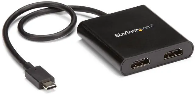 Alt view image 8 of 14 - USB-C to Dual HDMI Adapter, USB Type-C Multi-Monitor MST Hub, Dual 4K 30Hz/1080p 60Hz HDMI Laptop Display Extender / Splitter, Extra-Long Built-In Cable, Windows Only (MSTCDP122HD)