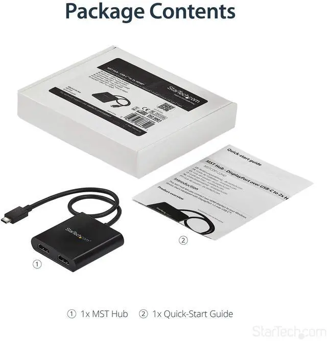 Alt view image 13 of 14 - USB-C to Dual HDMI Adapter, USB Type-C Multi-Monitor MST Hub, Dual 4K 30Hz/1080p 60Hz HDMI Laptop Display Extender / Splitter, Extra-Long Built-In Cable, Windows Only (MSTCDP122HD)