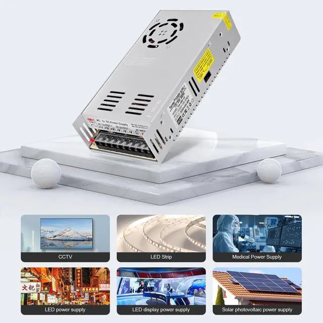 Alt view image 14 of 14 - 12V 30A 360W Switching Power Supply, AC 110V/220V to DC 12V 30A Converter Universal Regulated Transformer Driver Adapter for LED Strips, CCTV Camera, 3D Printer, Industrial Equipment, Radio