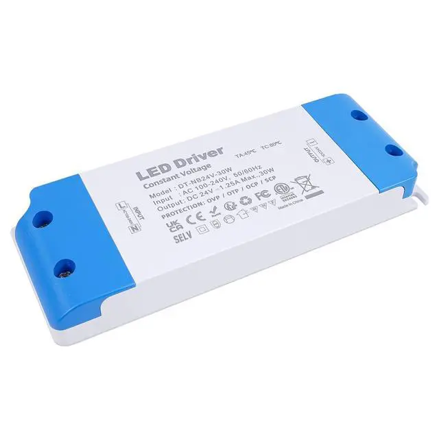 Alt view image 8 of 14 - 24V LED Driver 30 Watt, AC 100V-130V to 24 Volt Switching Power Supply Unit, Low Voltage LED Transformer 1.25A, Ultra Thin Constant Voltage Driver for DIY LED Strip Lights MR16 MR11 G4 Bulbs