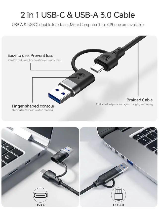 Alt view image 9 of 14 - USB 3.0 Switch for USB A & C Devices - Aluminum Alloy USB Switch, Independent Port Control for Mouse, Keyboard, Printer - USB Switcher 2 Computers