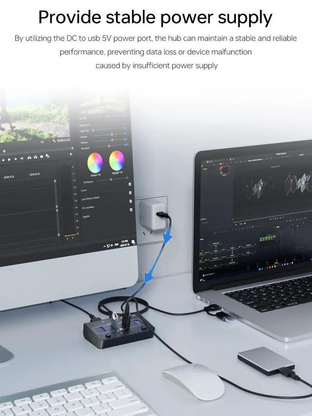 Alt view image 14 of 14 - USB 3.0 Switch for USB A & C Devices - Aluminum Alloy USB Switch, Independent Port Control for Mouse, Keyboard, Printer - USB Switcher 2 Computers