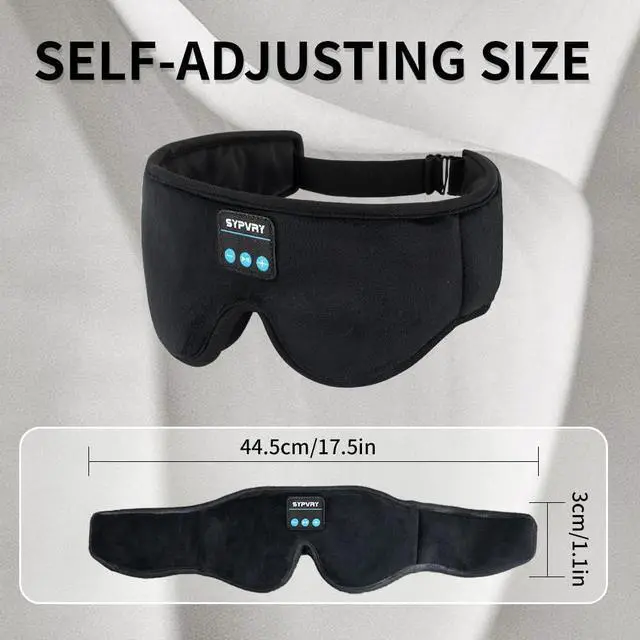 Alt view image 14 of 14 - Bluetooth Sleep Mask Wireless Headphones 3D Bluetooth Eye Mask for Side Sleepers SYPVRY Blackout Eye Mask with Headphones Speaker for Airplane,Travel, Black