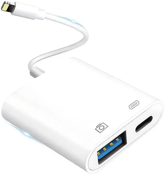 Alt view image 8 of 14 - Lightning to USB Camera Adapter for iPhone with Lightning Charging Port USB 3.0 Female OTG Cable Keyboard Mouse No Support USB C, SSD