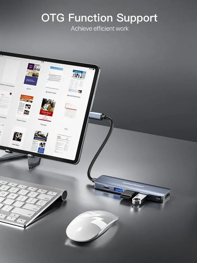 Alt view image 12 of 12 - USB C HUB, USB-C Multiport Adapter 5 in 1 with 4K HDMI, 100W Power Delivery, 3 USB 3.0 Data Ports for MacBook Pro/Air, iPad Pro/Air/Mini 6 and More