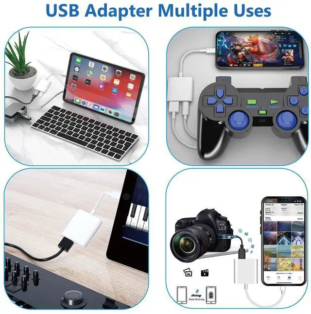 Alt view image 13 of 14 - Lightning to USB Camera Adapter for iPhone with Lightning Charging Port USB 3.0 Female OTG Cable Keyboard Mouse No Support USB C, SSD