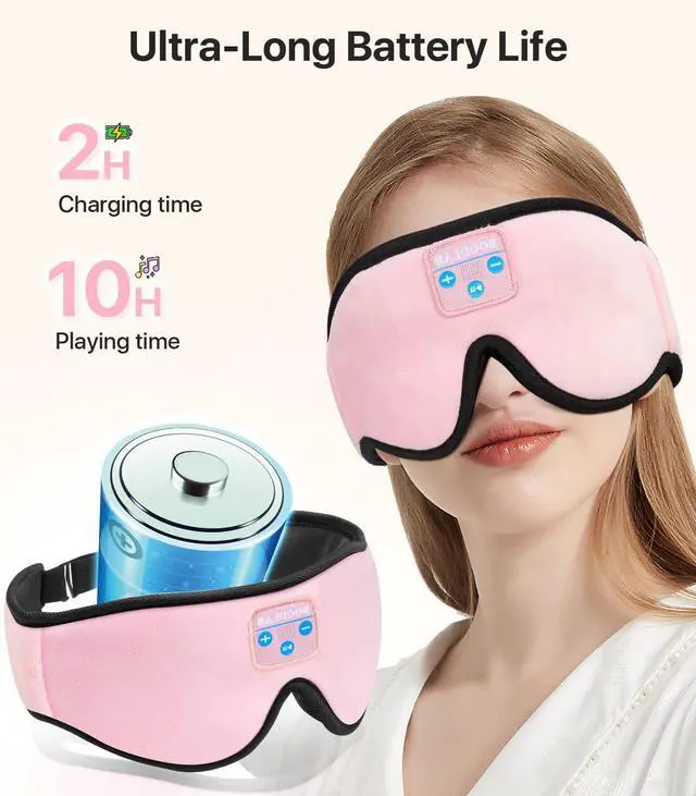 Alt view image 14 of 14 - Sleep Headphones 3D Sleep Mask with Bluetooth 5.4 Headphones, Wireless Music Sleeping Eye Mask with Ultra-Thin HD Stereo Speakers for Side Sleepers, Adjustable Blackout & Noise Cancelling for Men