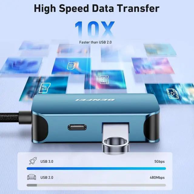 Alt view image 11 of 14 - USB C HUB 4-in-1, USB Type-C to HDMI VGA Adapter, USB C to USB Adapter, USB Type-C Power Delivery, Compatible with iPhone 15 Pro/Max, MacBook Pro/Air 2023, iPad Pro, iMac, S23, XPS 17
