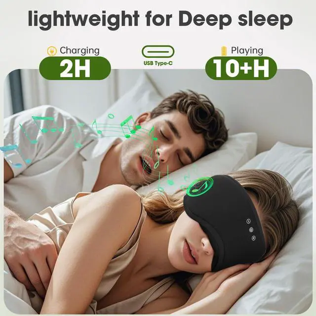Alt view image 14 of 14 - Sleep Headphones with Bluetooth 5.4 Sleep Mask, Bamboo Cotton Music Wireless Bluetooth Eye Mask for Sleeping, Earphones HD Speaker Microphone for Travel, Gifts for Men Women, Black