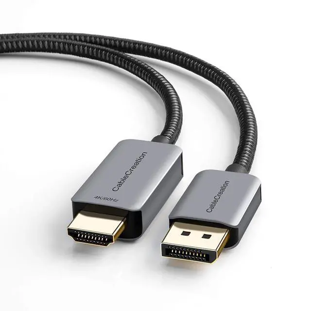 Alt view image 8 of 14 - Active DP to HDMI Cable HDR 4K@60Hz 2K@144Hz 1080P@144Hz, 8FT Unidirectional DisplayPort to HDMI Monitor Cable, DP 1.4 to HDMI 4K Braided, Support Eyefinity Multi-Display, Aluminum