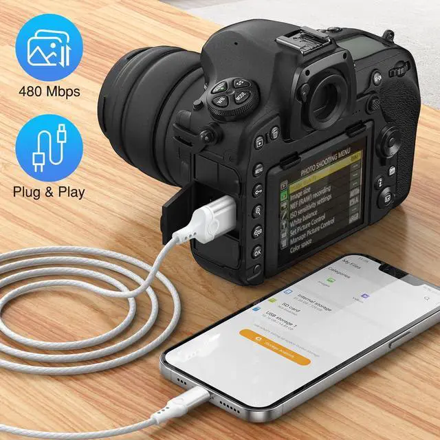 Alt view image 9 of 14 - for Lightning to Micro B USB 3.0 Camera Adapter Cable MFi-Certified for iPhone 14 13 12 XR 7 Plus Import Photos Video USB 3.0 Micro DSLR Camera OTG Cable for Canon/Nikon Cord 3.3ft, Not for Hard Drive