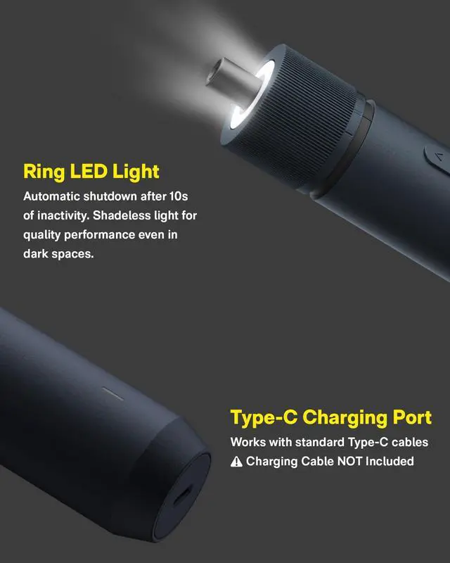Alt view image 11 of 14 - Electric Screwdriver Kit, Upgraded 1/4'' Hex 25 Bits, Magnetic Lid, Rechargeable Cordless Screwdriver, 1500mAh Battery, LED Light, Ideal for Furniture Assembly, Home Repair & Garage Projects