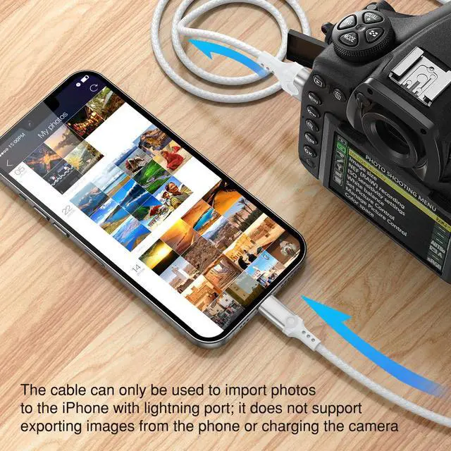 Alt view image 14 of 14 - for Lightning to Micro B USB 3.0 Camera Adapter Cable MFi-Certified for iPhone 14 13 12 XR 7 Plus Import Photos Video USB 3.0 Micro DSLR Camera OTG Cable for Canon/Nikon Cord 3.3ft, Not for Hard Drive
