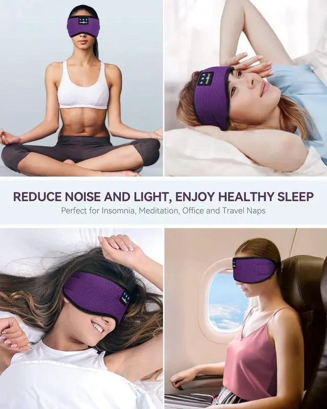 Alt view image 14 of 14 - Sleep Headphones Bluetooth 5.4 Headband Headphones Super Soft & Breathable, Wireless Sleeping Eye Mask Earbuds Earphones for Side Sleepers Mom Women Cool Tech Gadgets Gifts