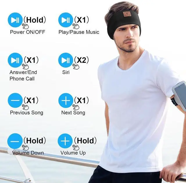 Alt view image 12 of 12 - 2-Pack Sleeping Headphones Wireless Bluetooth 5.4, Headband Headphones with Ultra-Thin Speakers, Bluetooth Headband for Side Sleepers, Running, Workout, Insomniac, Travel, MeditationBlack&Grey