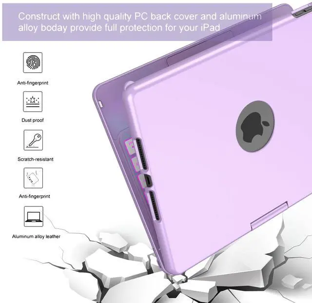Alt view image 11 of 14 - Case with Keyboard for iPad 10.2,Touch Trackpad Keyboard Case for iPad 9th Generation/8th/7th Gen, 10 Corlor Backlit - 360° Rotatable Protective Cover with Pencil Holder (Light Purple)