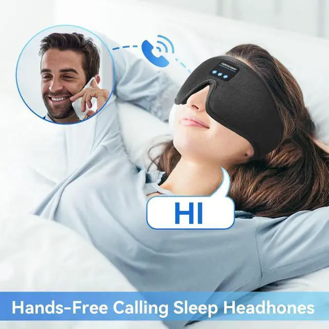 Alt view image 14 of 14 - Sleep Headphones, Bluetooth 5.0 Wireless 3D Eye Mask, Washable Sleeping Headphones for Side Sleepers With Adjustable Ultra Thin Stereo Speakers Microphone Hands Free for Insomnia Travel