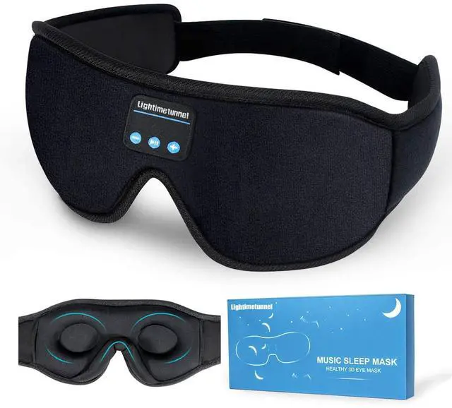 Alt view image 8 of 14 - Sleep Headphones, Bluetooth 5.0 Wireless 3D Eye Mask, Washable Sleeping Headphones for Side Sleepers With Adjustable Ultra Thin Stereo Speakers Microphone Hands Free for Insomnia Travel