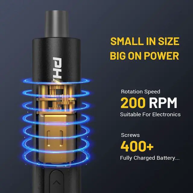 Alt view image 10 of 14 - Mini 3.7V Electric Screwdriver - Precision Screwdriver Set with 60-in-1 Magnetic Bits, Magnetic Rotatable Rack, 5/32''Hex, Electric Screw Driver Cordless for Phone, Camera, Laptop, Watch Black