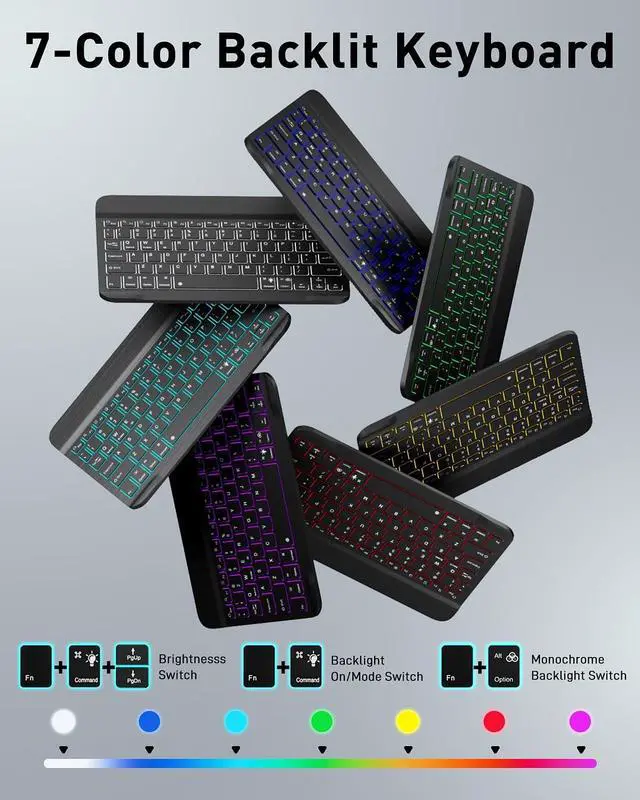 Alt view image 9 of 14 - for iPad 9th / 8th / 7th Generation 10.2 inch & iPad Air 3rd Gen & iPad Pro 10.5 inch Case with Keyboard 7 Color Backlit - Built in Pencil Holder with Mouse (Black)