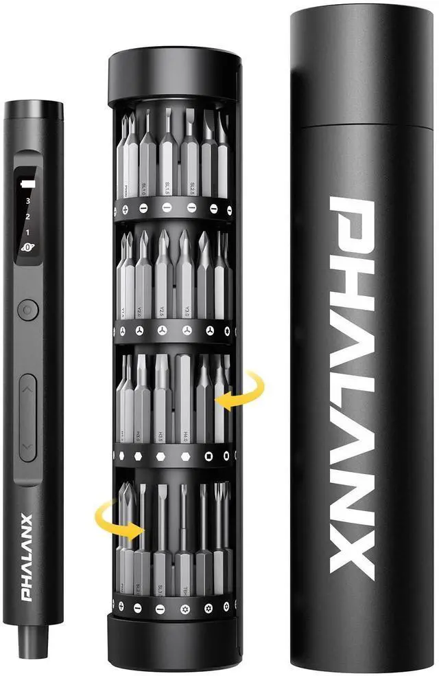 Alt view image 8 of 14 - Mini 3.7V Electric Screwdriver - Precision Screwdriver Set with 60-in-1 Magnetic Bits, Magnetic Rotatable Rack, 5/32''Hex, Electric Screw Driver Cordless for Phone, Camera, Laptop, Watch Black
