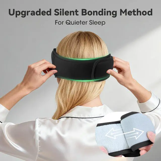 Alt view image 12 of 14 - 3D Bamboo Cotton Sleep Mask with Bluetooth 5.4 Headphone, Music Wireless Bluetooth Blackout Eye Mask for Side Sleepers, Earphones HD Speaker Microphone for Travel, Gifts for Women Men, Black
