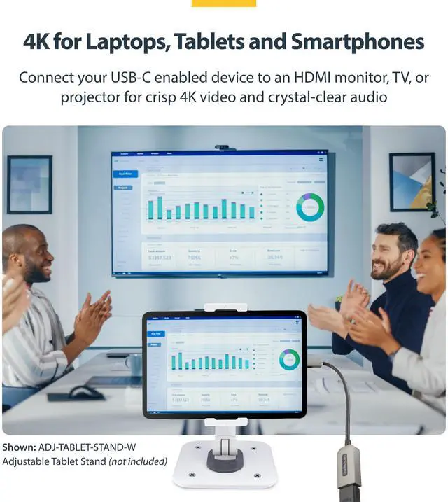 Alt view image 12 of 14 - USB-C to HDMI Adapter, 4K 60Hz Video, HDR10, USB-C to HDMI Monitor Dongle, USB4 / Thunderbolt Compatible