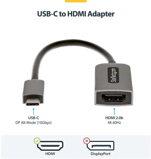 Alt view image 9 of 14 - USB-C to HDMI Adapter, 4K 60Hz Video, HDR10, USB-C to HDMI Monitor Dongle, USB4 / Thunderbolt Compatible