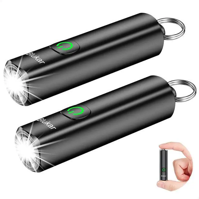 Alt view image 8 of 14 - 2 Pack Rechargeable EDC Flashlight, 360L Mini Keychain Flash Light with 3 Lighting Modes, Memory Function, Waterproof, Compact and Portable Pocket Light for Everyday Carry, Emergency,Camping