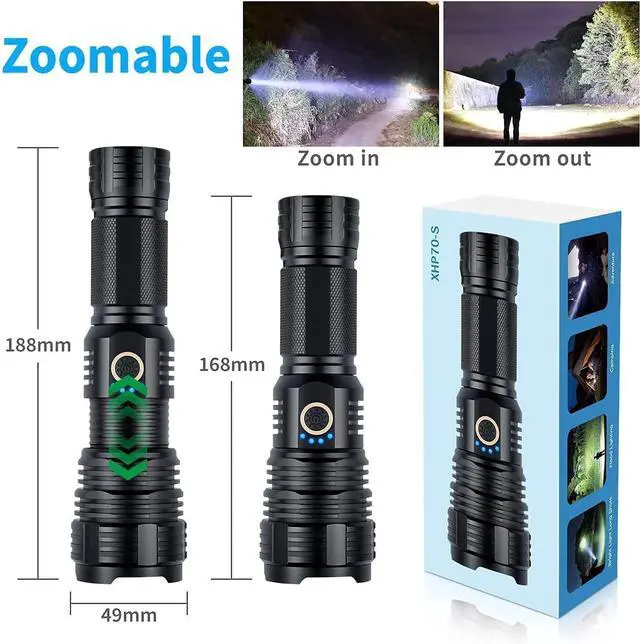 Alt view image 14 of 14 - Rechargeable Flashlights 2000.000 High Lumens, Super Bright Flashlight with 10 Modes, LED Tactical Flashlight Waterproof, Powerful for Camping, Hiking, Hunting and Emergencies