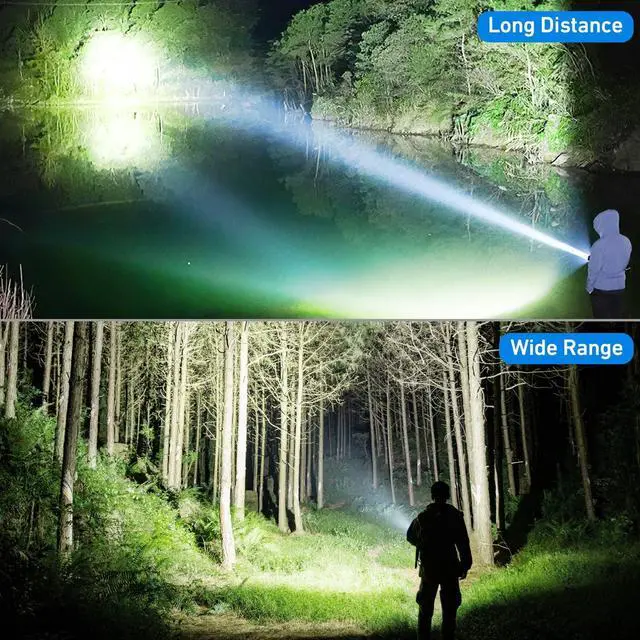 Alt view image 13 of 14 - Flashlight Rechargeable 99,000 High Lumen, 2 Pack Super Bright Rechargeable Flashlights for Home, 15H Long Life LED Flash Light with 5 Light Modes, IPX7 Waterproof for Outdoor, Camping, Hiking
