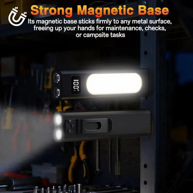 Alt view image 12 of 14 - Rechargeable Flashlights High Lumens 1800, Flat EDC Flashlight Rechargeable, Magnetic Pocket Flashlight Super Bright, Powerful LED Flashlight for Home, Tactical Flash Lights as Christmas Gifts for Men