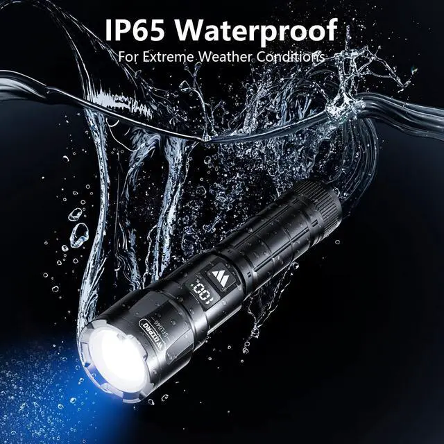 Alt view image 12 of 14 - LED Rechargeable Flashlight 2Pack, 3Modes Super Bright High Lumens Flashlights, Zoomable Tactical Flashlight with LCD Display, IP65 Waterproof Flashlights for Home Emergency Camping & Gifts Men