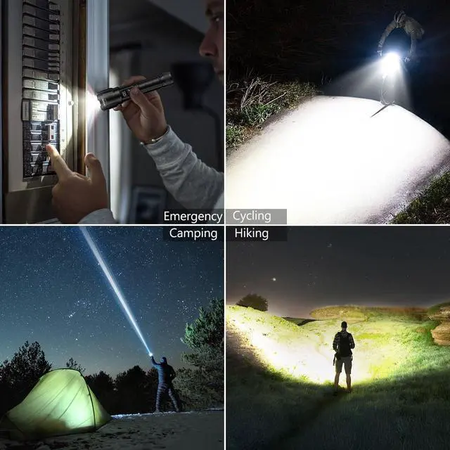 Alt view image 14 of 14 - LED Rechargeable Flashlight 2Pack, 3Modes Super Bright High Lumens Flashlights, Zoomable Tactical Flashlight with LCD Display, IP65 Waterproof Flashlights for Home Emergency Camping & Gifts Men