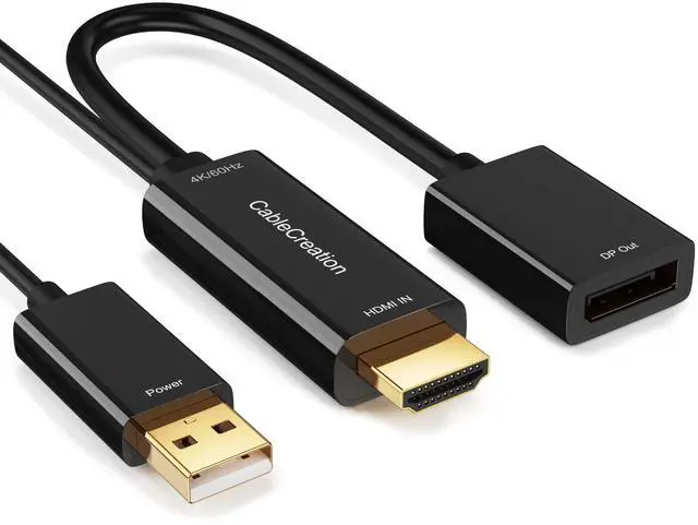 Alt view image 8 of 14 - HDMI to DisplayPort Adapter with USB Power, 4K X 2K@60Hz HDMI Male to DP Female Adapter Compliant with Xbox One/PS4/PS5