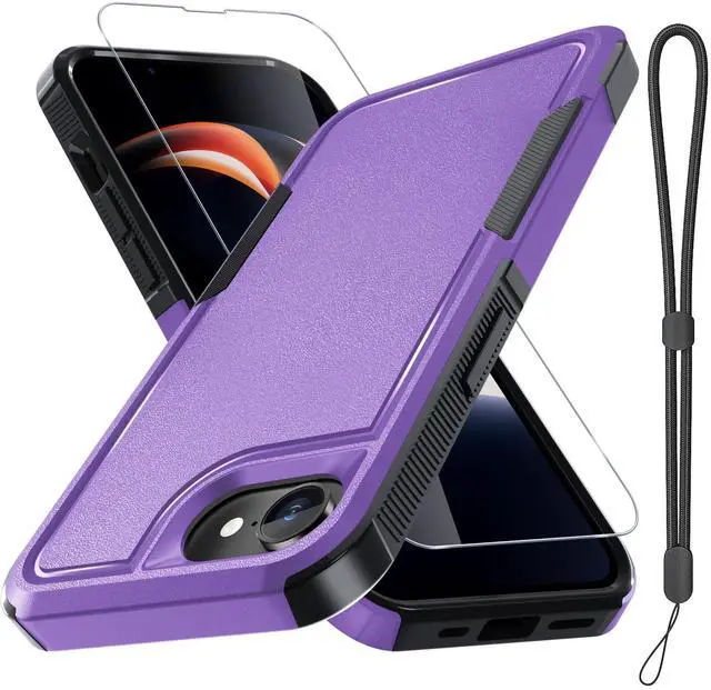 Alt view image 8 of 14 - for iPhone 16e Case & iPhone 17e Case, with Screen Protector,Military Grade Heavy Duty Shockproof Phone Cover with Wrist Lanyard Strap for iPhone 16e & iPhone 17e,Lavender