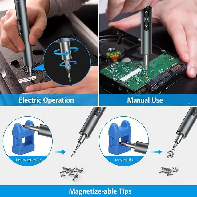 Alt view image 13 of 14 - Electric Screwdriver 28-in-1 Cordless Mini Power Precision Screwdriver Set with 24 Bits, Rechargeable Repair Tool Kit for Phones Watch Laptops