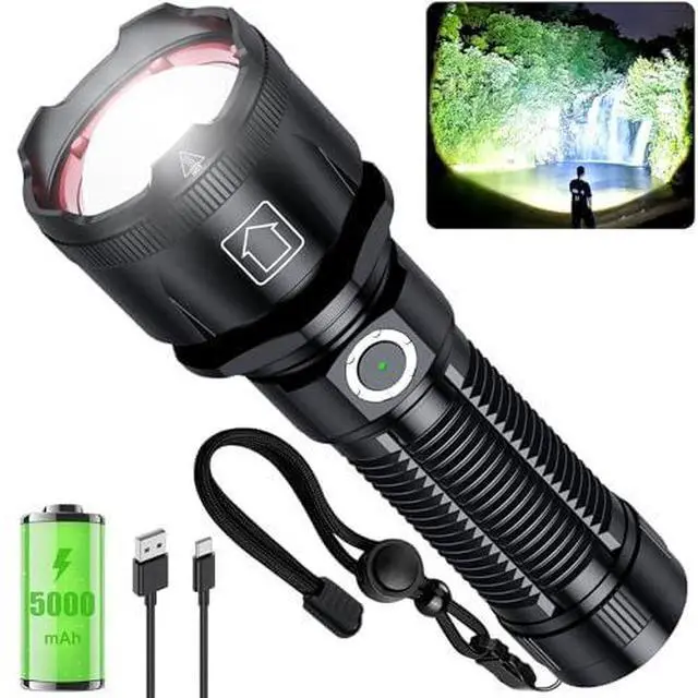 Alt view image 8 of 14 - Flashlights High Lumens, 1800,000 Lumens Super Bright Rechargeable Flashlight with 5 Light Modes, Zoomable, IP67 Waterproof, Led Flashlight for Home Emergencies Camping