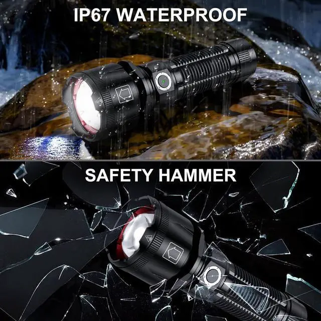 Alt view image 13 of 14 - Flashlights High Lumens, 1800,000 Lumens Super Bright Rechargeable Flashlight with 5 Light Modes, Zoomable, IP67 Waterproof, Led Flashlight for Home Emergencies Camping