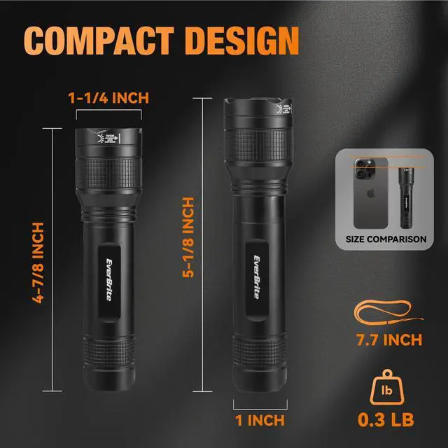 Alt view image 14 of 14 - 3000LM Rechargeable LED Flashlight Super Bright & High Lumen Flashlight with 5 Modes, Memory Function, Power Indicator, Zoomable Compact Small Light for Home, Hiking & Emergencies