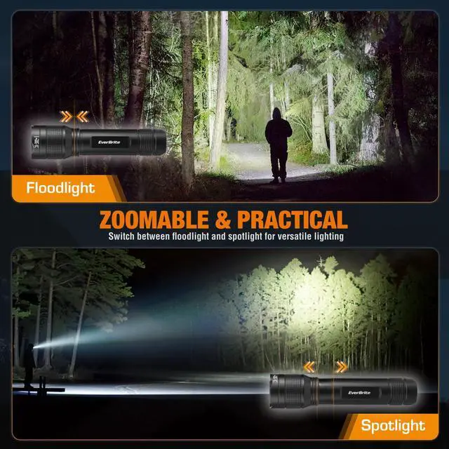 Alt view image 10 of 14 - 3000LM Rechargeable LED Flashlight Super Bright & High Lumen Flashlight with 5 Modes, Memory Function, Power Indicator, Zoomable Compact Small Light for Home, Hiking & Emergencies