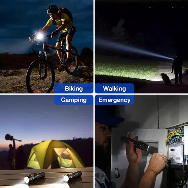 Alt view image 13 of 14 - Tactical Flashlight 4 Pack, Bright Zoomable LED Flashlight with High Lumens and 5 Modes, Waterproof Portable Pocket Flash Light for Emergency, Camping, and Outdoor Use - S1500