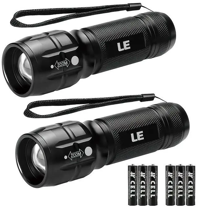 Alt view image 8 of 14 - LED Flashlights High Lumens, Small Flashlight, Waterproof, Adjustable Focus Flash Light for Outdoor, Emergency, Camping, AAA Batteries Included, 2 Pack
