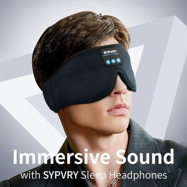 Alt view image 13 of 14 - Bluetooth Sleep Mask Wireless Headphones 3D Bluetooth Eye Mask for Side Sleepers SYPVRY Blackout Eye Mask with Headphones Speaker for Airplane,Travel, Black