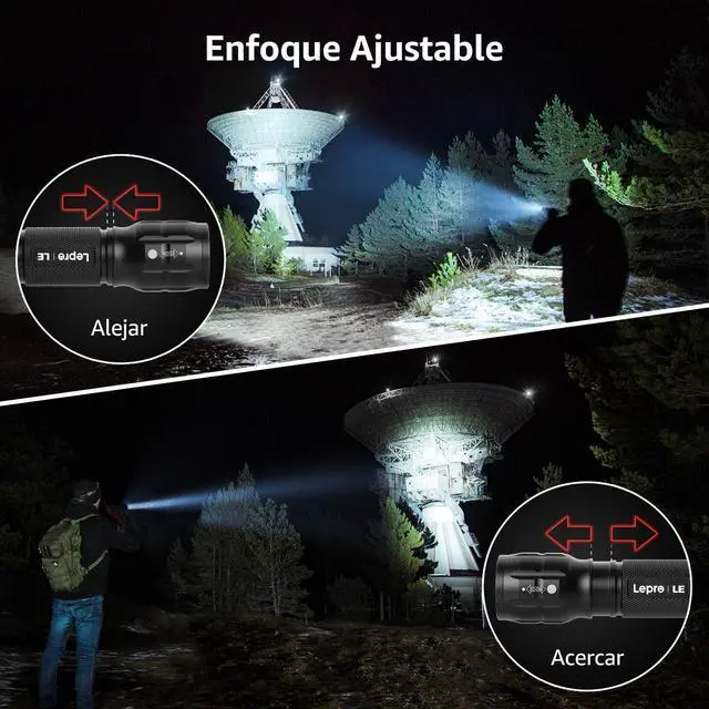 Alt view image 14 of 14 - LED Flashlights High Lumens, Small Flashlight, Waterproof, Adjustable Focus Flash Light for Outdoor, Emergency, Camping, AAA Batteries Included, 2 Pack
