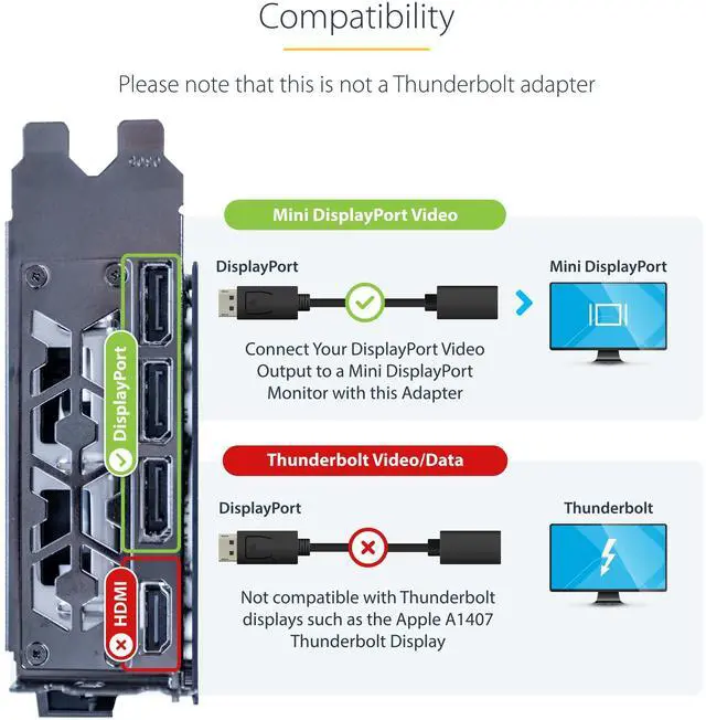Alt view image 11 of 14 - 6in (15cm) DisplayPort to Mini DisplayPort Adapter, 4K Video, DP to mDP Converter (Not compatible w/Thunderbolt)