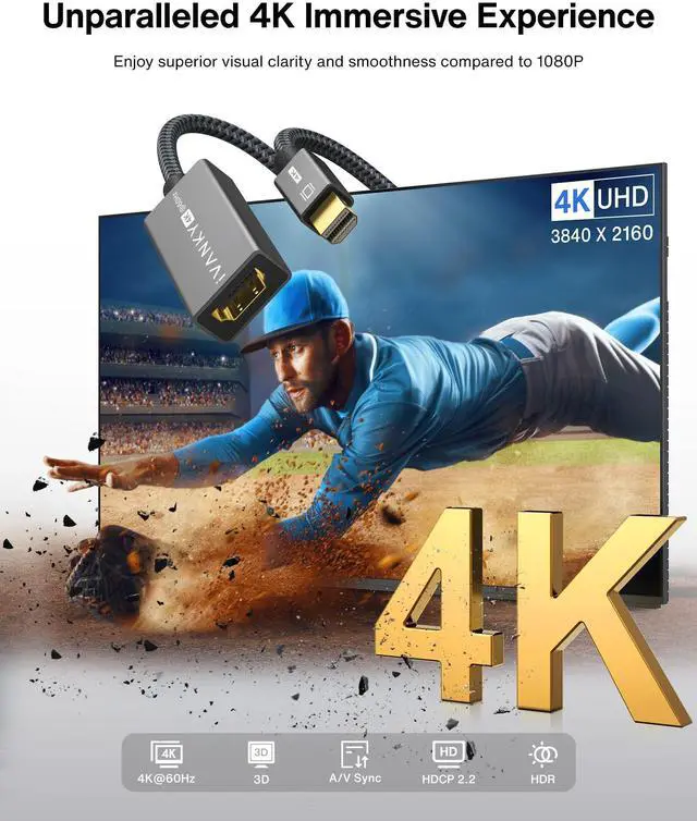 Alt view image 8 of 12 - 4K@60Hz Active Mini DisplayPort to HDMI Adapter 2Pack, Thunderbolt 1&2 to HDMI, Mini DP to HDMI Adapter for MacBook Air/Pro, Surface Pro/Dock/Book, Monitor, Projector-Grey