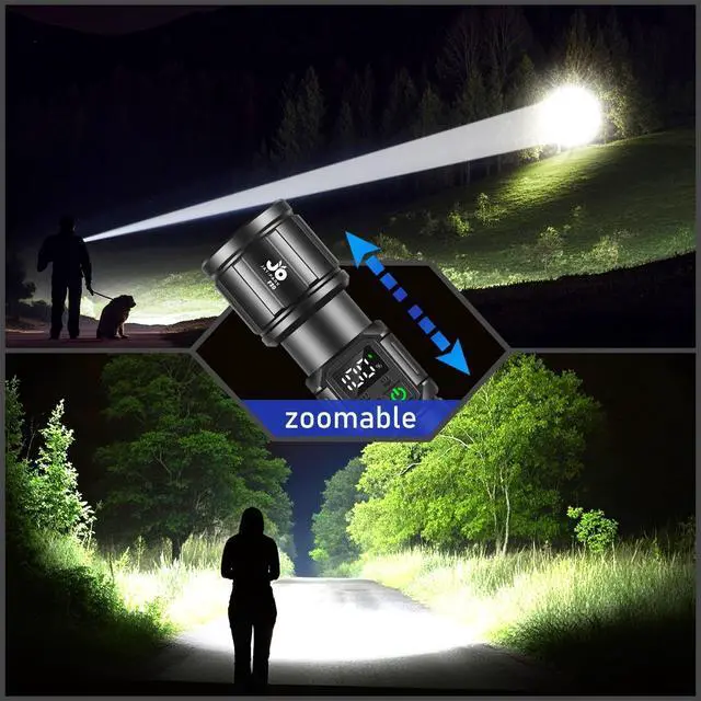 Alt view image 10 of 14 - Flashlights High Lumens, Rechargeable Flashlight 100000 Lumens with Magnetic, Bright Flash Light 9 Modes with 5000 mAh Battery, Tactical Flashlight for Camping, Hiking, Dog Walking