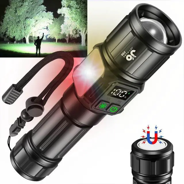 Alt view image 8 of 14 - Flashlights High Lumens, Rechargeable Flashlight 100000 Lumens with Magnetic, Bright Flash Light 9 Modes with 5000 mAh Battery, Tactical Flashlight for Camping, Hiking, Dog Walking